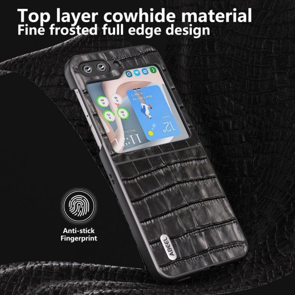 ABEEL Samsung Galaxy Z Flip 5 Deksel Krokodille tekstur Svart