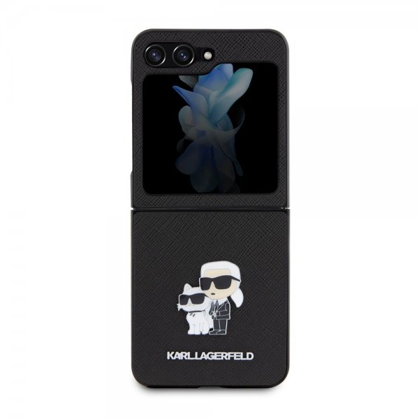 Karl Lagerfeld Samsung Galaxy Z Flip 5 Deksel NFT Karl & Choupette Pin Saffiano Svart