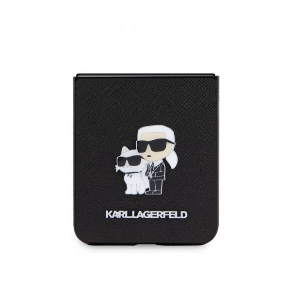 Karl Lagerfeld Samsung Galaxy Z Flip 5 Deksel NFT Karl & Choupette Pin Saffiano Svart