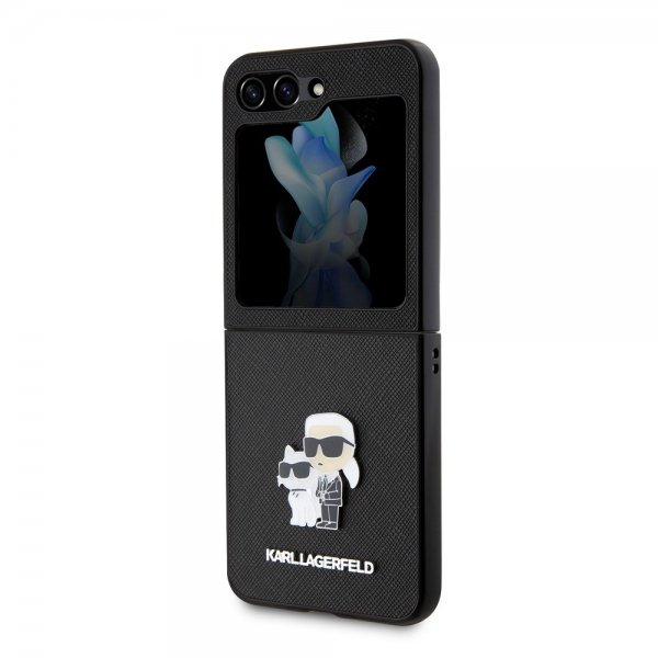 Karl Lagerfeld Samsung Galaxy Z Flip 5 Deksel NFT Karl & Choupette Pin Saffiano Svart