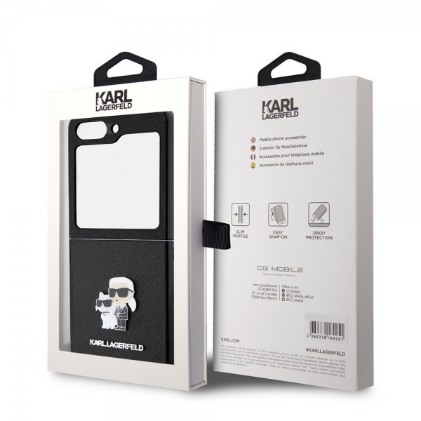 Karl Lagerfeld Samsung Galaxy Z Flip 5 Deksel NFT Karl & Choupette Pin Saffiano Svart