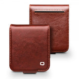 Qialino Samsung Galaxy Z Flip 6/Flip 7 FE Etui Ekte Skinn med Flipp Brun