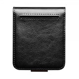 Qialino Samsung Galaxy Z Flip 6/Flip 7 FE Etui Ekte Skinn med Flipp Svart