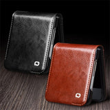 Qialino Samsung Galaxy Z Flip 6/Flip 7 FE Etui Ekte Skinn med Flipp Svart
