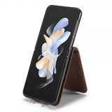 Lc.Imeeke Samsung Galaxy Z Flip 6/Flip 7 FE Etui med Kortlomme flipp Mørkebrun