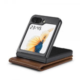 Lc.Imeeke Samsung Galaxy Z Flip 6/Flip 7 FE Etui med Kortlomme flipp Mørkebrun