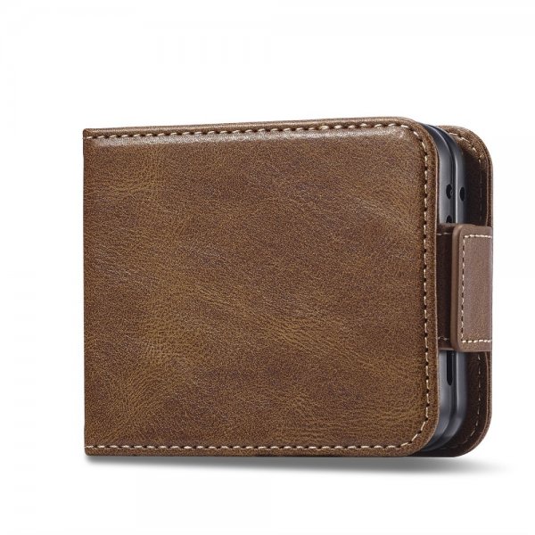 Lc.Imeeke Samsung Galaxy Z Flip 6/Flip 7 FE Etui med Kortlomme flipp Mørkebrun