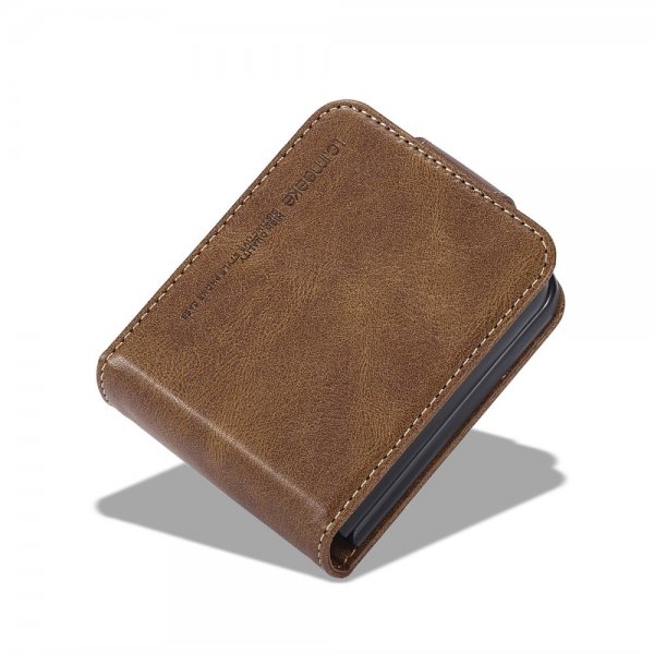 Lc.Imeeke Samsung Galaxy Z Flip 6/Flip 7 FE Etui med Kortlomme flipp Mørkebrun