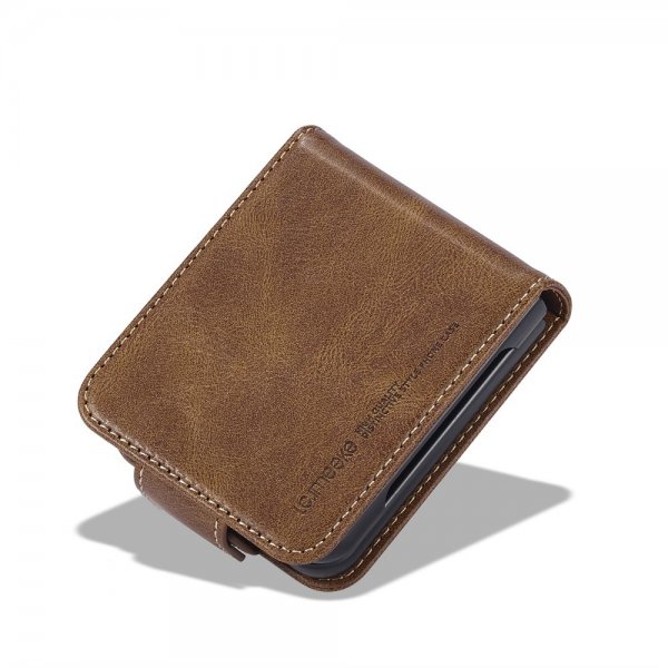 Lc.Imeeke Samsung Galaxy Z Flip 6/Flip 7 FE Etui med Kortlomme flipp Mørkebrun