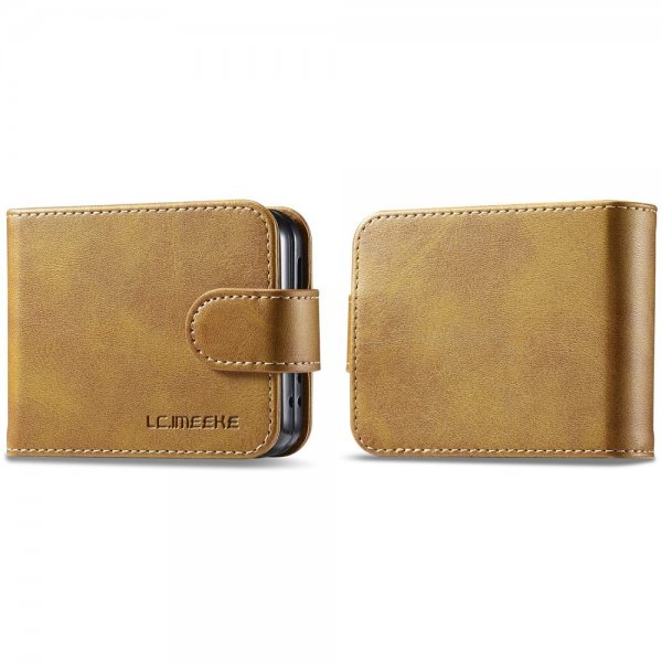Lc.Imeeke Samsung Galaxy Z Flip 6/Flip 7 FE Etui med Kortlomme stativfunksjon Lysebrun
