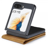 Lc.Imeeke Samsung Galaxy Z Flip 6/Flip 7 FE Etui med Kortlomme stativfunksjon Lysebrun