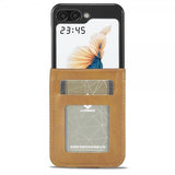 Lc.Imeeke Samsung Galaxy Z Flip 6/Flip 7 FE Etui med Kortlomme stativfunksjon Lysebrun