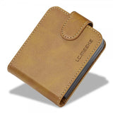 Lc.Imeeke Samsung Galaxy Z Flip 6/Flip 7 FE Etui med Kortlomme stativfunksjon Lysebrun