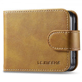 Lc.Imeeke Samsung Galaxy Z Flip 6/Flip 7 FE Etui med Kortlomme stativfunksjon Lysebrun