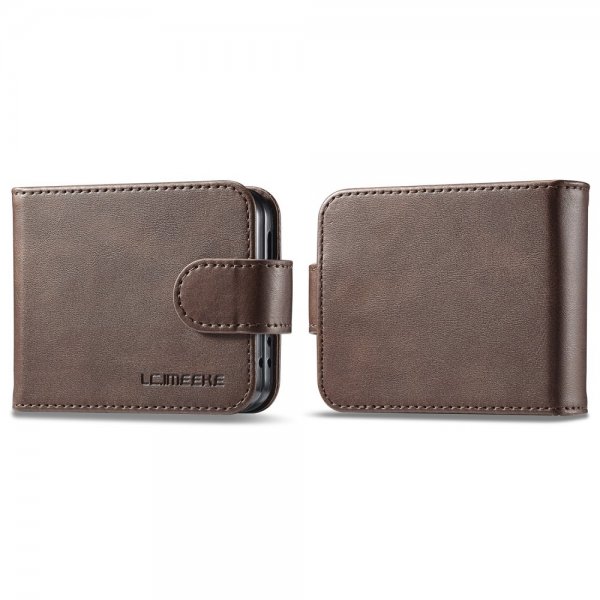 Lc.Imeeke Samsung Galaxy Z Flip 6/Flip 7 FE Etui med Kortlomme stativfunksjon Mørkebrun