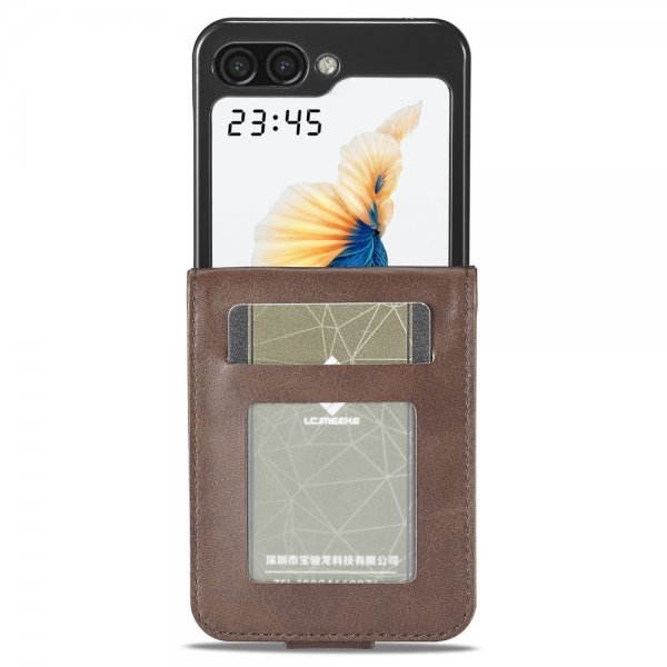 Lc.Imeeke Samsung Galaxy Z Flip 6/Flip 7 FE Etui med Kortlomme stativfunksjon Mørkebrun