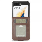 Lc.Imeeke Samsung Galaxy Z Flip 6/Flip 7 FE Etui med Kortlomme stativfunksjon Mørkebrun