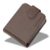 Lc.Imeeke Samsung Galaxy Z Flip 6/Flip 7 FE Etui med Kortlomme stativfunksjon Mørkebrun