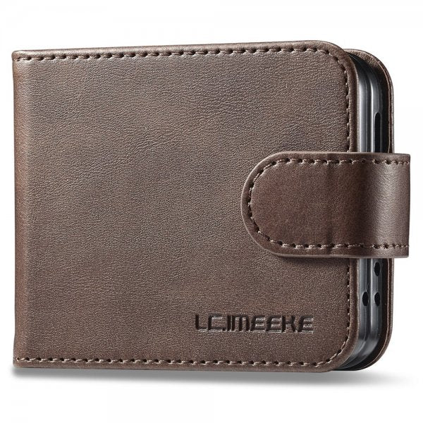 Lc.Imeeke Samsung Galaxy Z Flip 6/Flip 7 FE Etui med Kortlomme stativfunksjon Mørkebrun