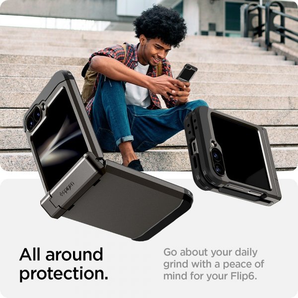 Spigen Samsung Galaxy Z Flip 6/Galaxy Z Flip 7 FE Deksel Tough Armor Pro Gunmetal