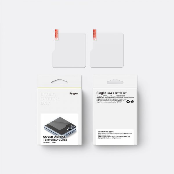 Ringke Samsung Galaxy Z Flip 6/Flip 7 FE Skjermbeskytter Cover Display Protector Glass 2-pakning