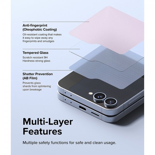 Ringke Samsung Galaxy Z Flip 6/Flip 7 FE Skjermbeskytter Cover Display Protector Glass 2-pakning