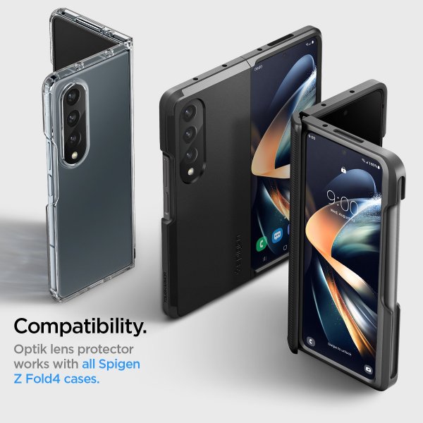Spigen Samsung Galaxy Z Fold 4 Kamerabeskytter Glas.tR Optik 2-pakning Svart