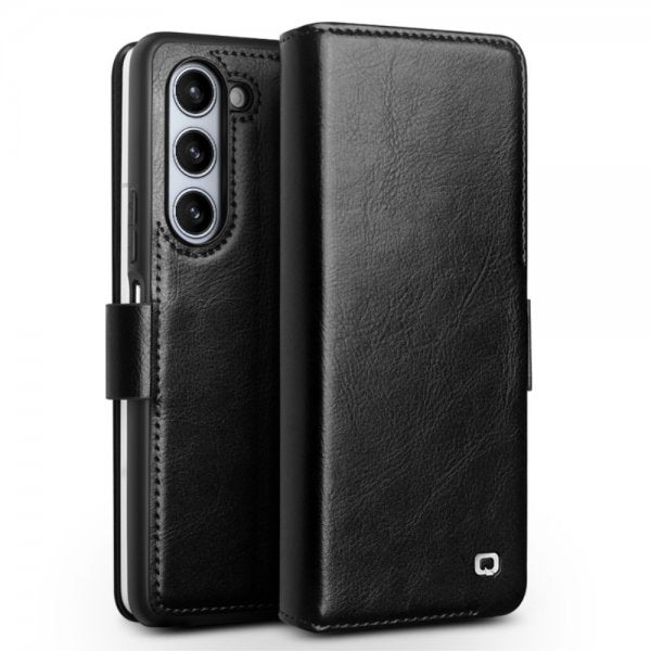Qialino Samsung Galaxy Z Fold 5 Etui Ekte Skinn Svart