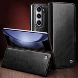 Qialino Samsung Galaxy Z Fold 5 Etui Ekte Skinn Svart