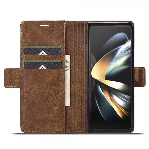 Lc.Imeeke Samsung Galaxy Z Fold 5 Etui med Kortlomme flipp Brun