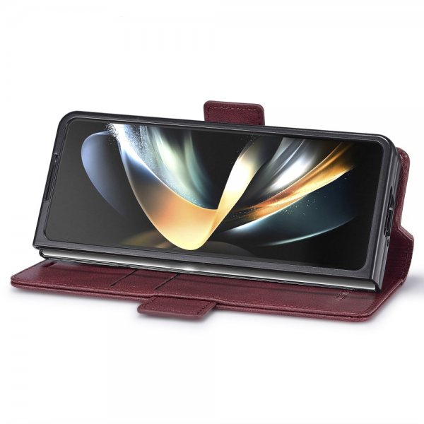 Lc.Imeeke Samsung Galaxy Z Fold 5 Etui med Kortlomme flipp Rød