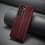 Lc.Imeeke Samsung Galaxy Z Fold 5 Etui med Kortlomme flipp Rød