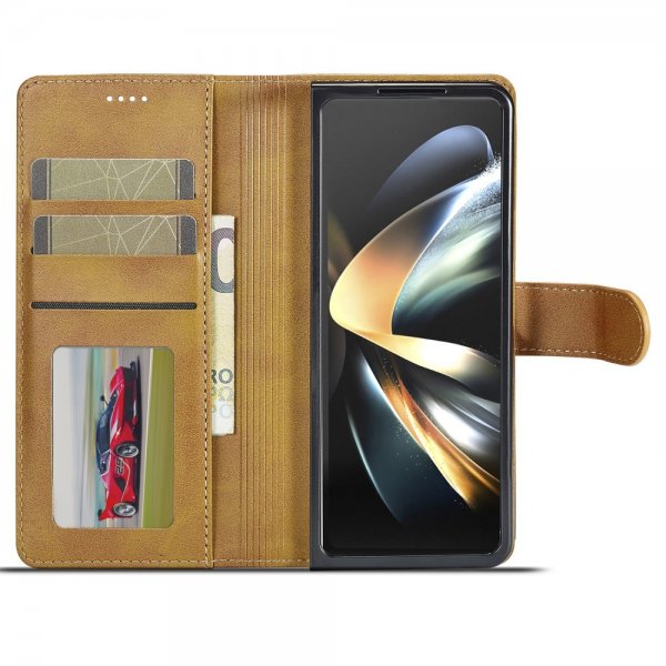 Lc.Imeeke Samsung Galaxy Z Fold 5 Etui med Kortlomme Lysebrun