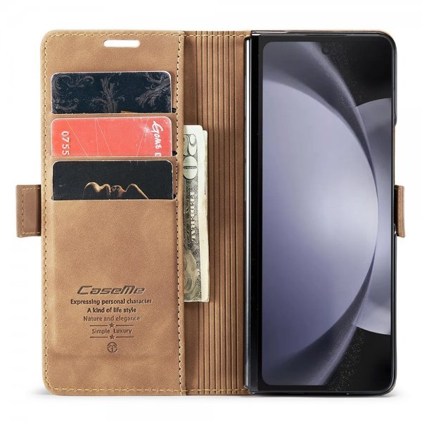 CaseMe Samsung Galaxy Z Fold 5 Etui Retro Flip Brun