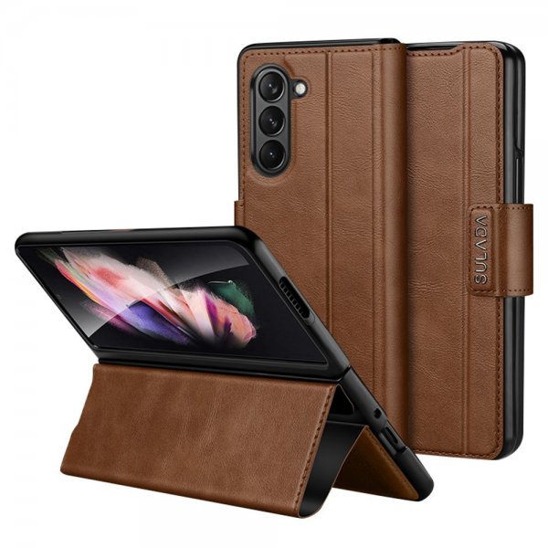 Sulada Samsung Galaxy Z Fold 5 Etui Stativfunksjon Brun