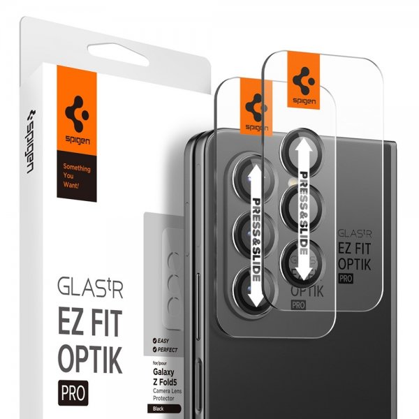 Spigen Samsung Galaxy Z Fold 5 Kamerabeskytter GLAS.tR EZ Fit Optik Pro 2-pakning Svart