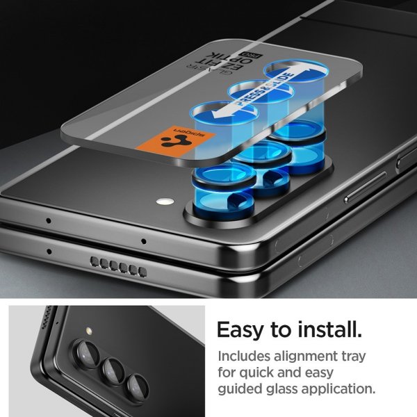 Spigen Samsung Galaxy Z Fold 5 Kamerabeskytter GLAS.tR EZ Fit Optik Pro 2-pakning Svart