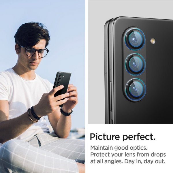 Spigen Samsung Galaxy Z Fold 5 Kamerabeskytter GLAS.tR EZ Fit Optik Pro 2-pakning Svart