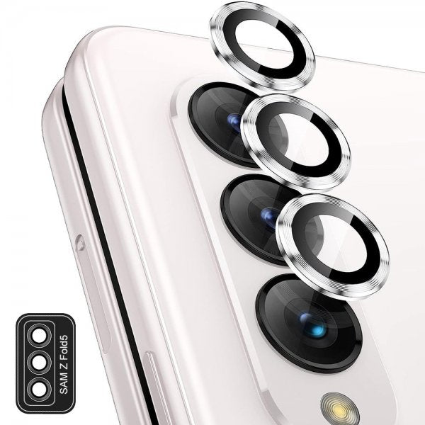 ENKAY Samsung Galaxy Z Fold 5 Kamerabeskytter i Herdet Glass Aluminium Sølv