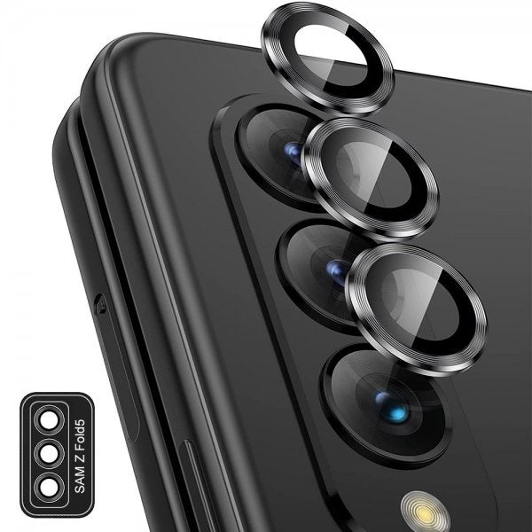 ENKAY Samsung Galaxy Z Fold 5 Kamerabeskytter i Herdet Glass Aluminium Svart