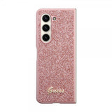 Guess Samsung Galaxy Z Fold 5 Deksel Glitter Flakes Metal Logo Rosa