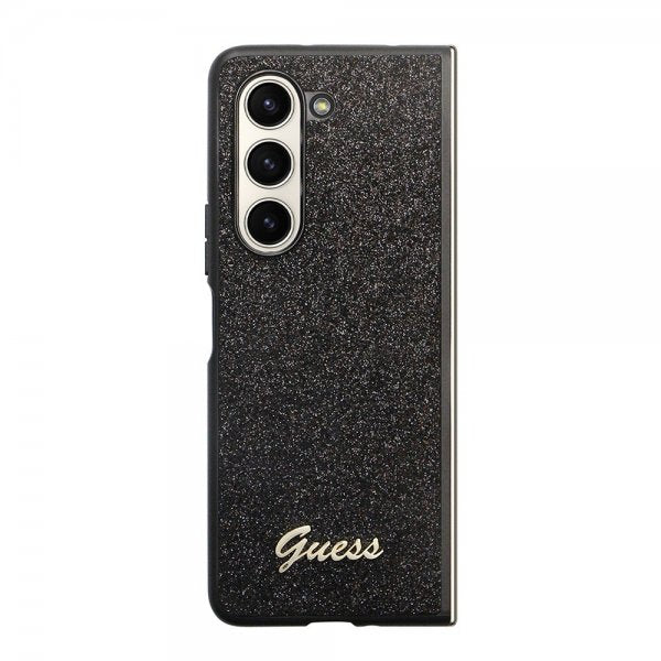 Guess Samsung Galaxy Z Fold 5 Deksel Glitter Flakes Metal Logo Svart