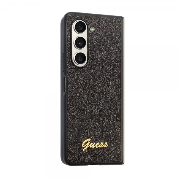 Guess Samsung Galaxy Z Fold 5 Deksel Glitter Flakes Metal Logo Svart