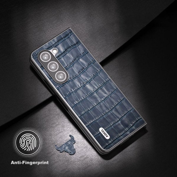 ABEEL Samsung Galaxy Z Fold 5 Deksel Krokodille tekstur Blå