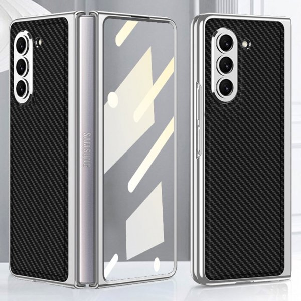 GKK Samsung Galaxy Z Fold 5 Deksel Belagt Kant Karbonfiber Svart