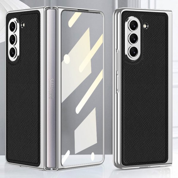 GKK Samsung Galaxy Z Fold 5 Deksel Belagt Kant Krysstekstur Svart