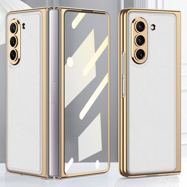GKK Samsung Galaxy Z Fold 5 Deksel Belagt Kant Hvit