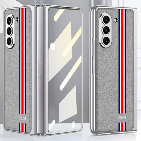 GKK Samsung Galaxy Z Fold 5 Deksel Stripe Grå
