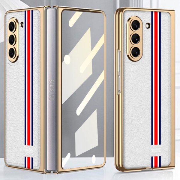 GKK Samsung Galaxy Z Fold 5 Deksel Stripe Hvit