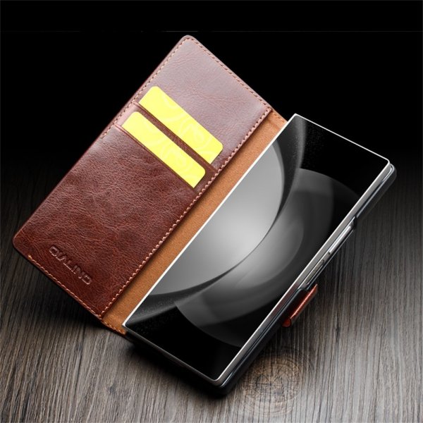 Qialino Samsung Galaxy Z Fold 6 Etui Ekte Skinn Brun